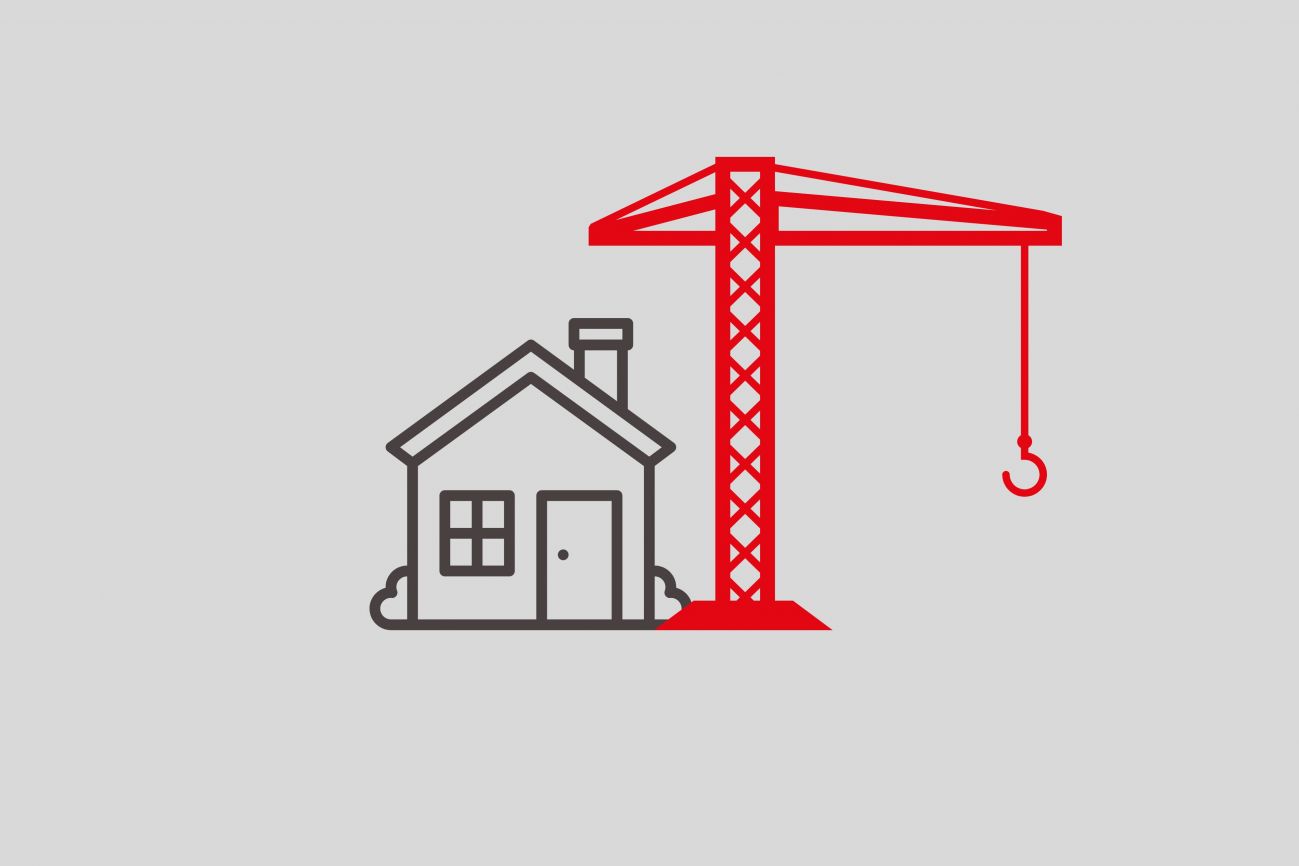 land and building clipart red